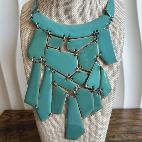 Amrita Singh Turquoise Enamel Broome Street Statement Bib Necklace NKC5026 - Picture 4 of 10